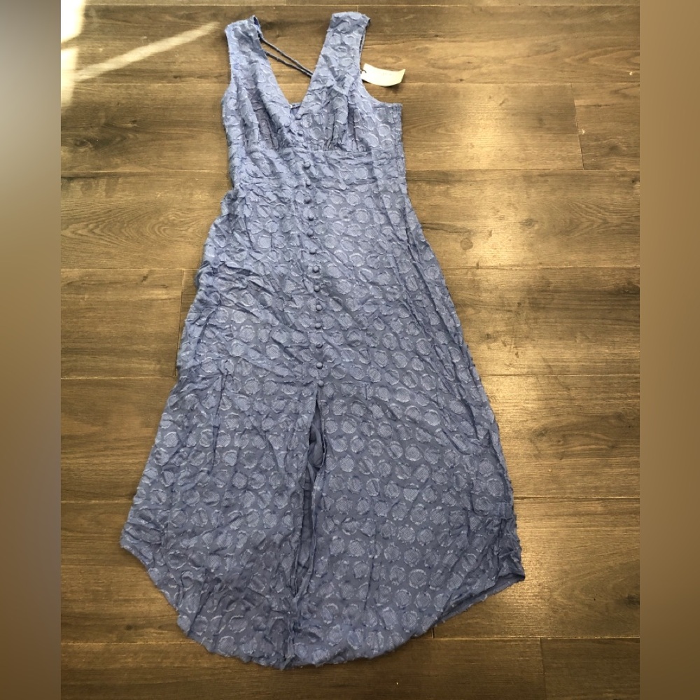 NWT Blue‎ Button Front Fitted Midi Dress Current Air Small (B55)